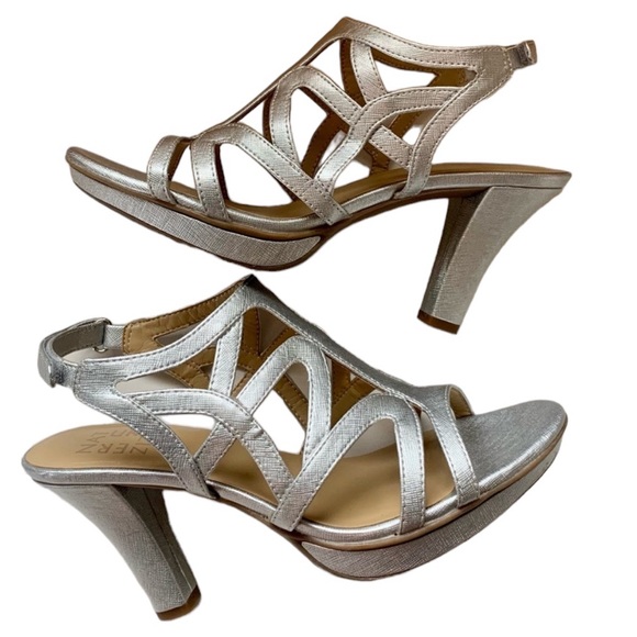 Naturalizer Shoes - Naturalizer Women's Danya Platform Dress Sandal-Silver Crosshatch Size 8